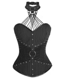 Pinstripe Overbust Corsets with Attached Neck Gear