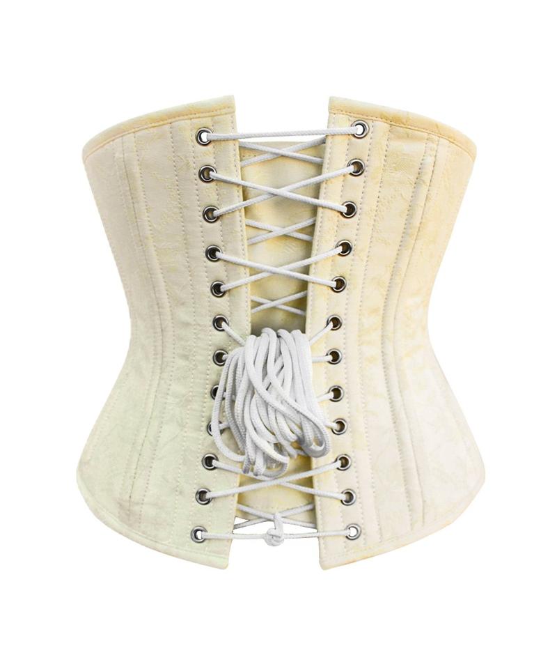 Wan Cream Waist Taiming Underbust Corset - Cream Satin Waist Training Corset  Dress – Korsetts Konigin DE