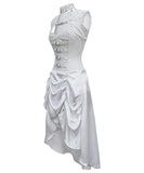 White Victorian Overbust Corset steel bone Dress