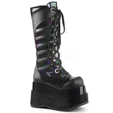 Tiered Platform Lace-Up Knee High Boot 4 1/2", Inside Zip