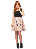 Paper Doll Print Fit and Flare Contrast Dress