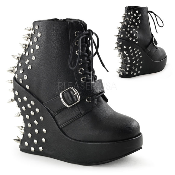 Platform Wedge Lace Up Ankle High Boot with Spike Stud 5