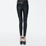 Women PU Leather Pants With Buckle On The Side