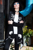 Baggy Cardigan With Cat & Skull