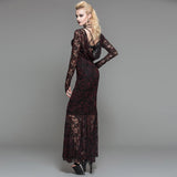 Gothic Long Lace Red Dress