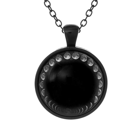 Lunar Cycle Moon Phases Necklace Face
