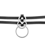 Triple O-Ring Collar PU Leather Choker